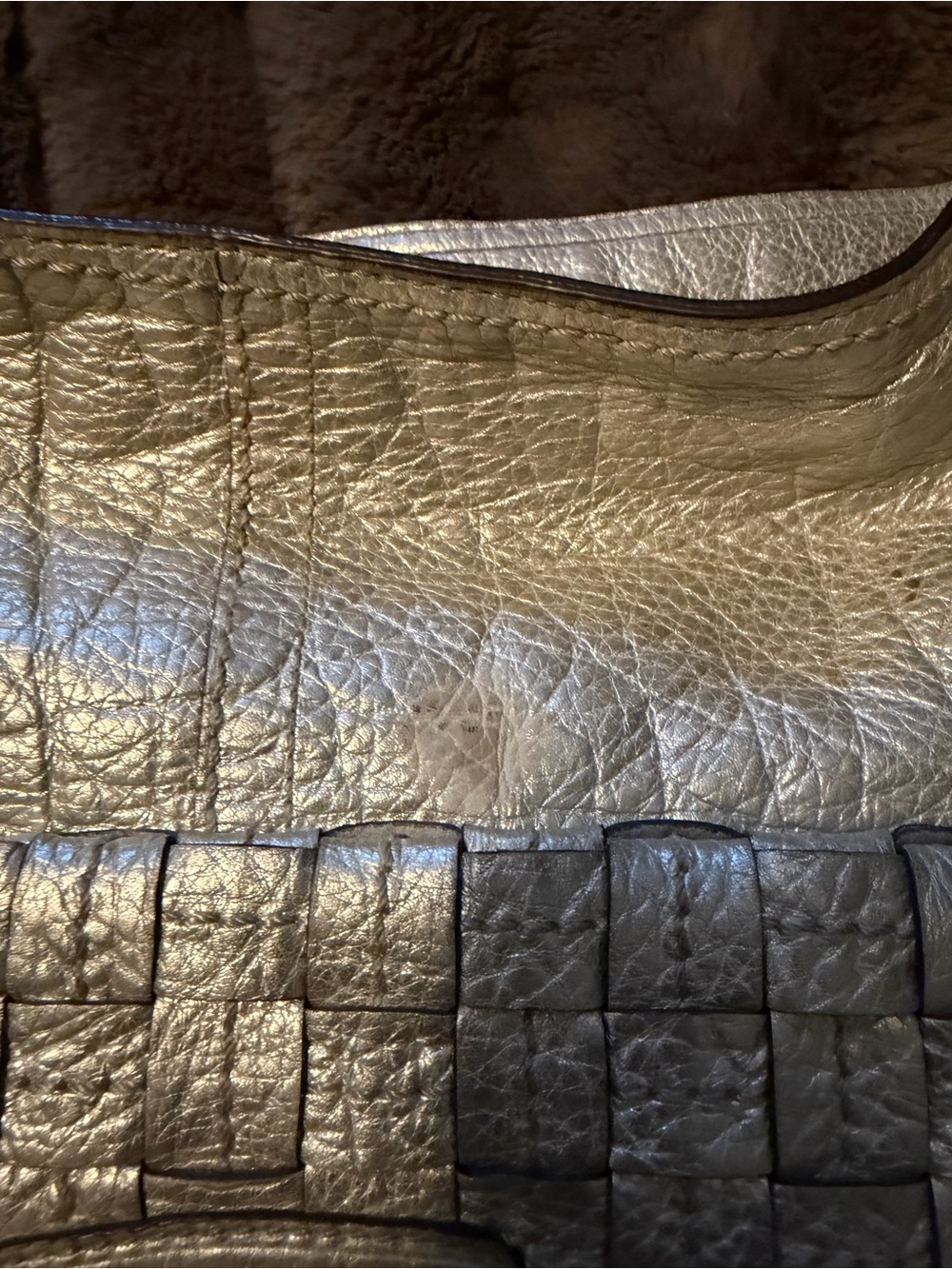 Coach Metallic Silver Leather Shoulder Bag with Matching Wallet - Picture 8 of 15